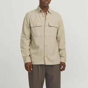 Raymond Spring Solid Overshirt Beige