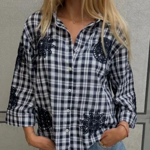 Continue Skjorte - Emilia Check - Navy Check
