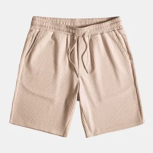 Muskelpassform ribbet skjorte med knapper og shorts