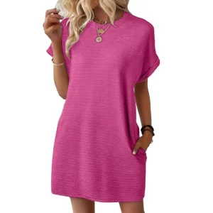 EVASHA™ – Casual minimalistisk sommerkjole med rund hals