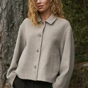 Neo Noir Jakke - Hamra Herringbone Twill - Beige Melange