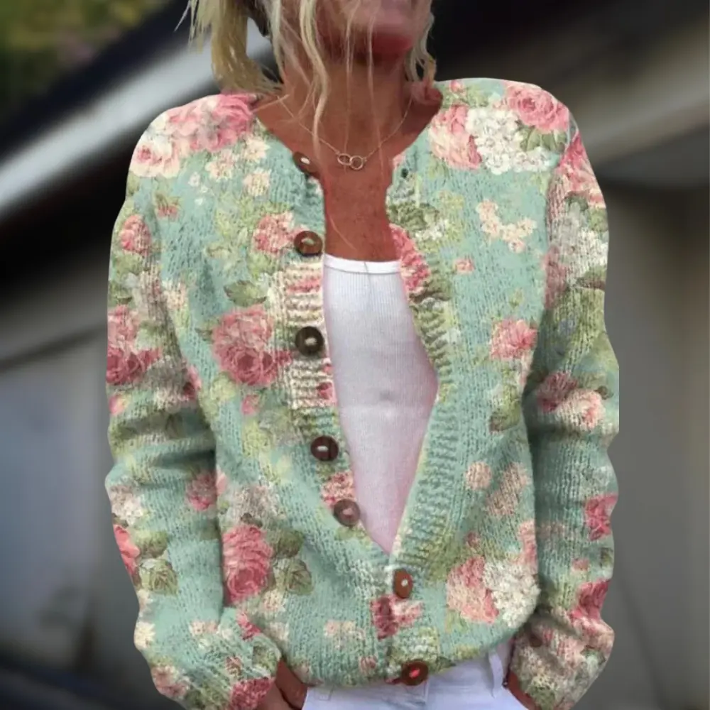 Anja™ | Strikket cardigan med mønster - Image 3