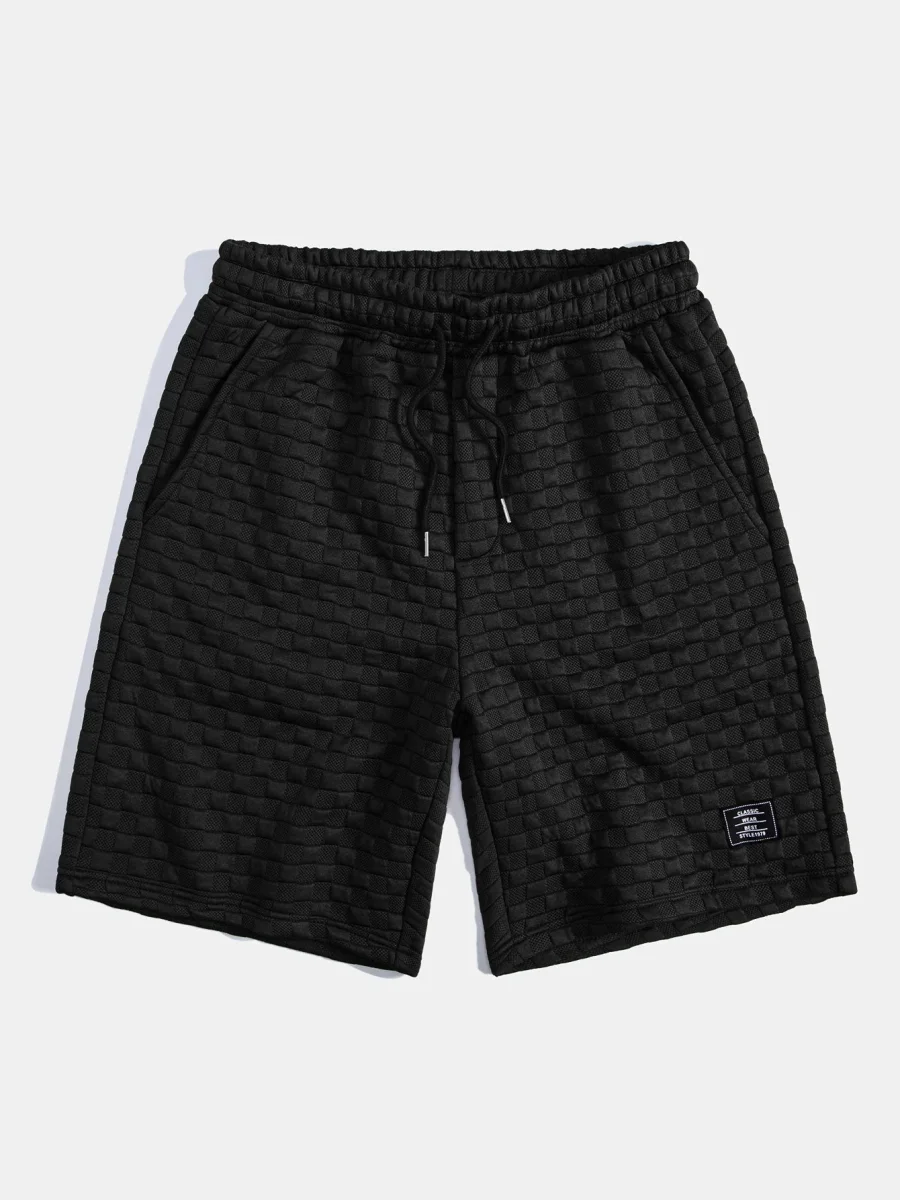 Rutemønster Jacquard bueformet kant hette-T-skjorte og Rutemønster Jacquard shorts - Image 4