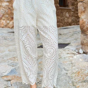 Black Colour Bukser - Frey Barrel Lace - Creme