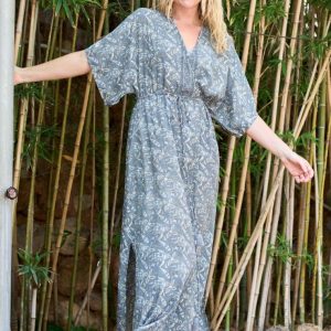 Black Colour Kjole - Luna Long V-neck - Glory Blue