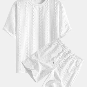 Avslappet passform mellomlangt erme Twist jacquard T-skjorte og shorts