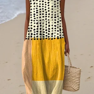 Leah™ Polka fargeblokk midikjole