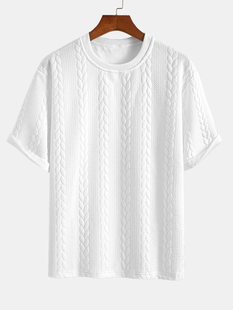 Avslappet passform mellomlangt erme Twist jacquard T-skjorte og shorts - Image 6