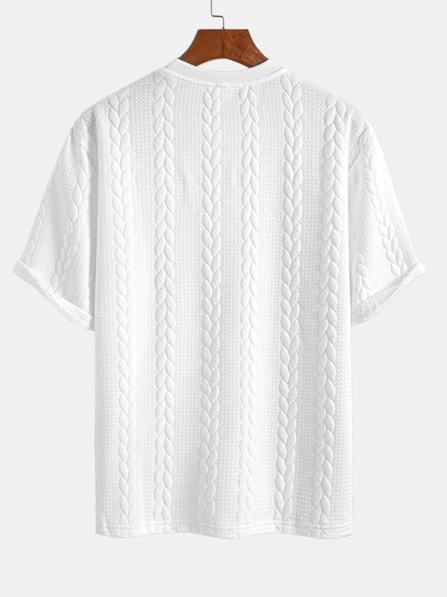 Avslappet passform mellomlangt erme Twist jacquard T-skjorte og shorts - Image 7