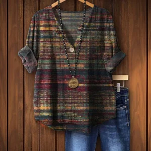 Vintage Fargerik Bluse