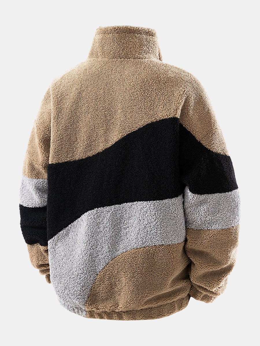 Fargeblokk Teddy-jakke med glidelås - Image 8