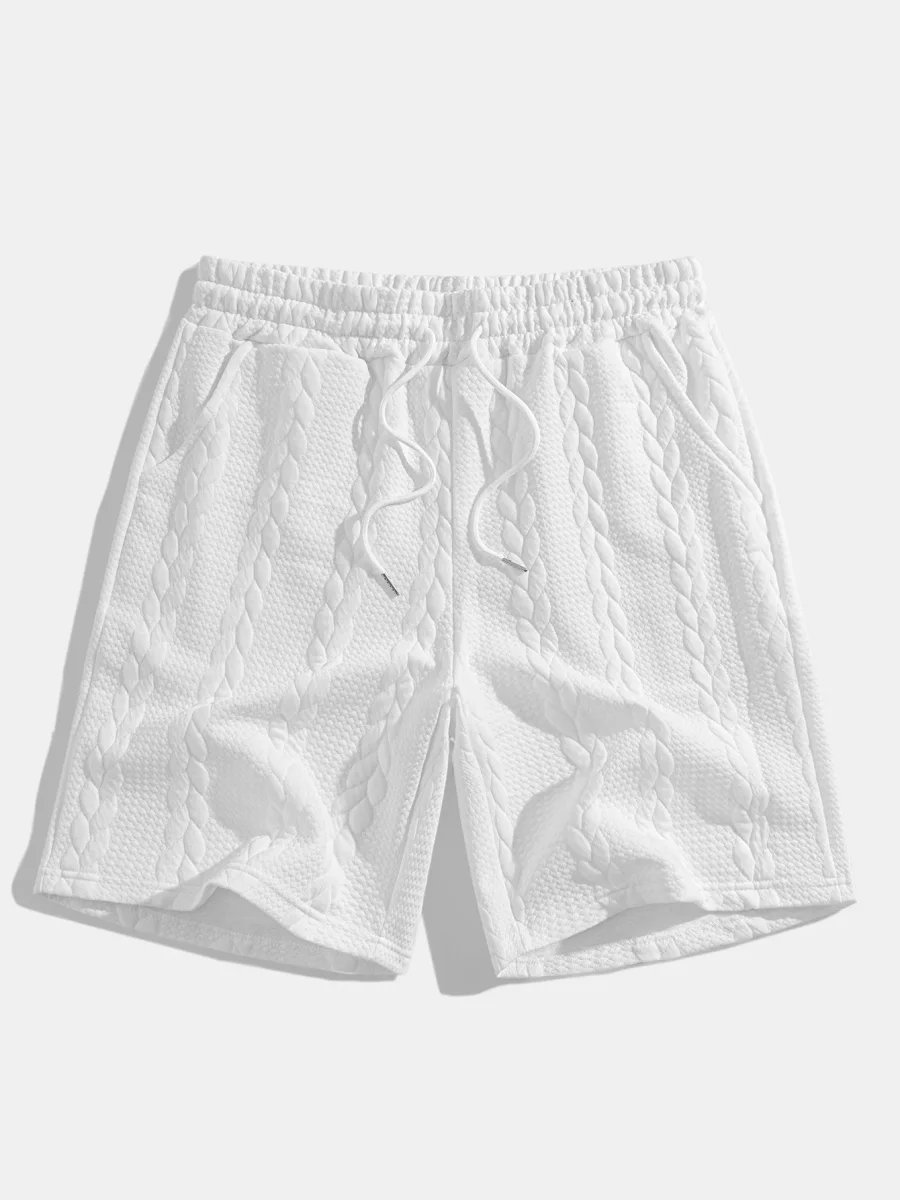 Avslappet passform mellomlangt erme Twist jacquard T-skjorte og shorts - Image 8