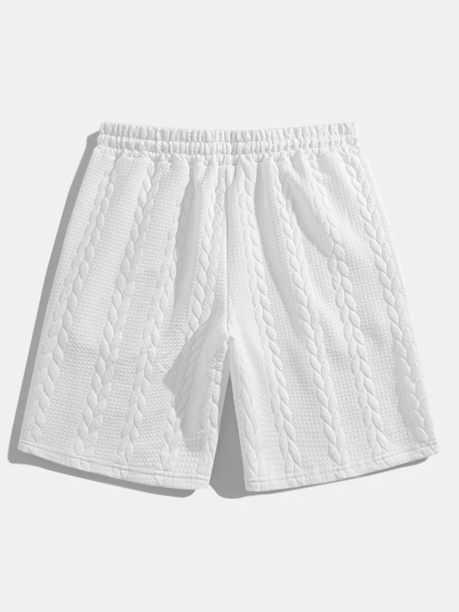 Avslappet passform mellomlangt erme Twist jacquard T-skjorte og shorts - Image 9