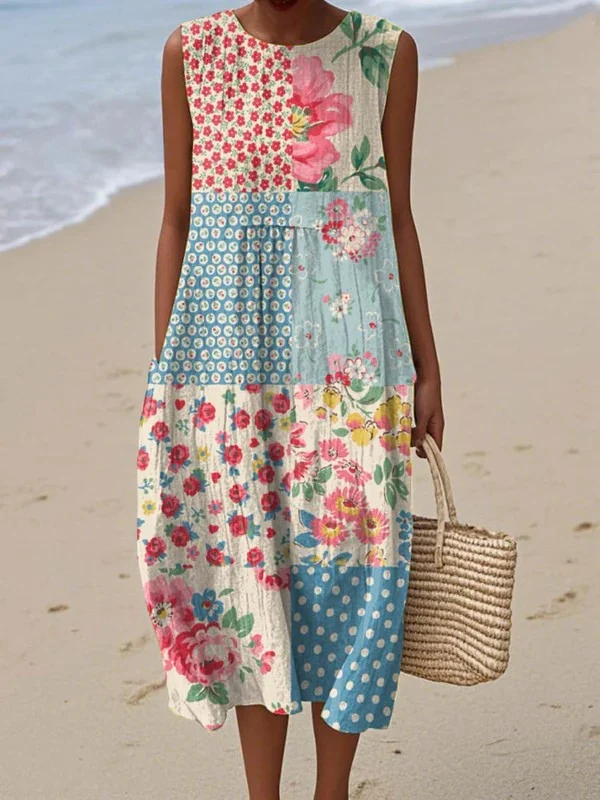 Anna™ Patchwork midikjole - Image 2
