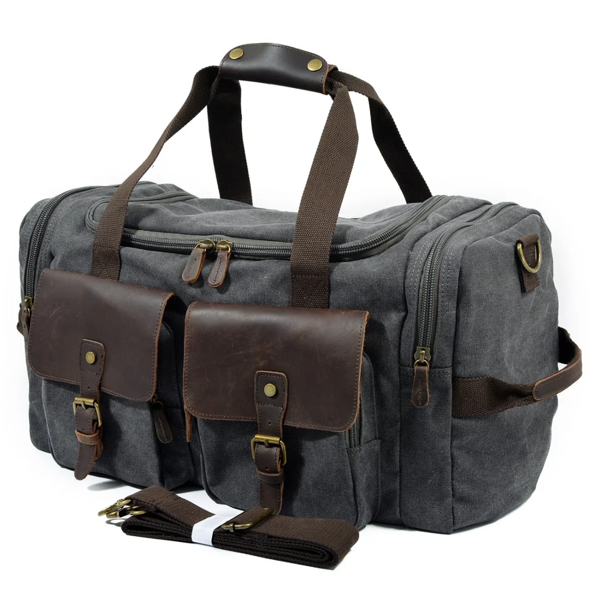 David - Herre duffelbag i kanvas i skinn - Image 3