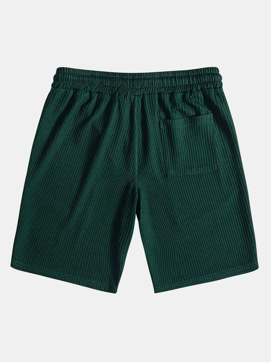 Muskelpassform ribbet stående krage skjorte og shorts - Image 7