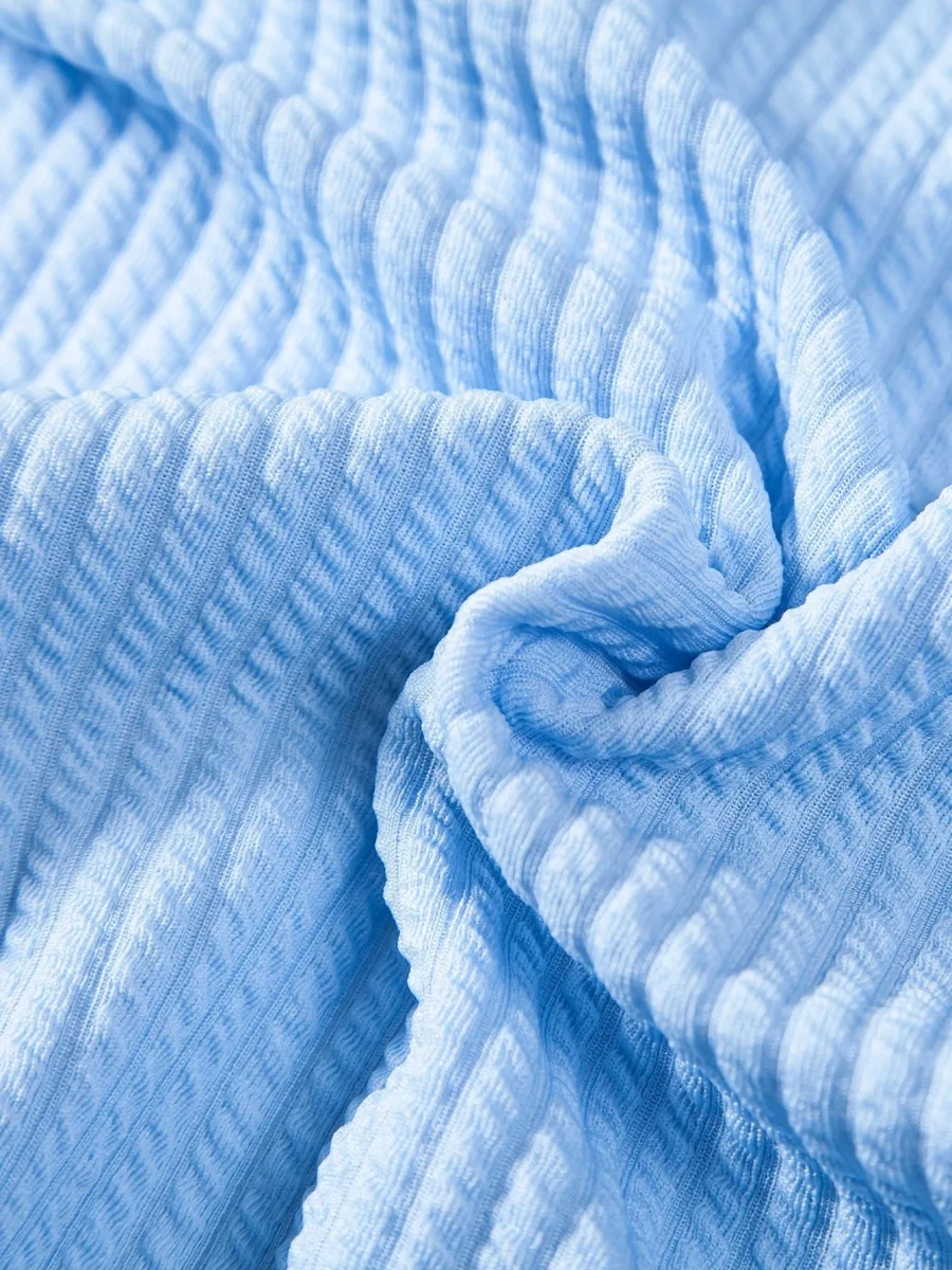 Muskelpassform ribbet stående krage skjorte og shorts