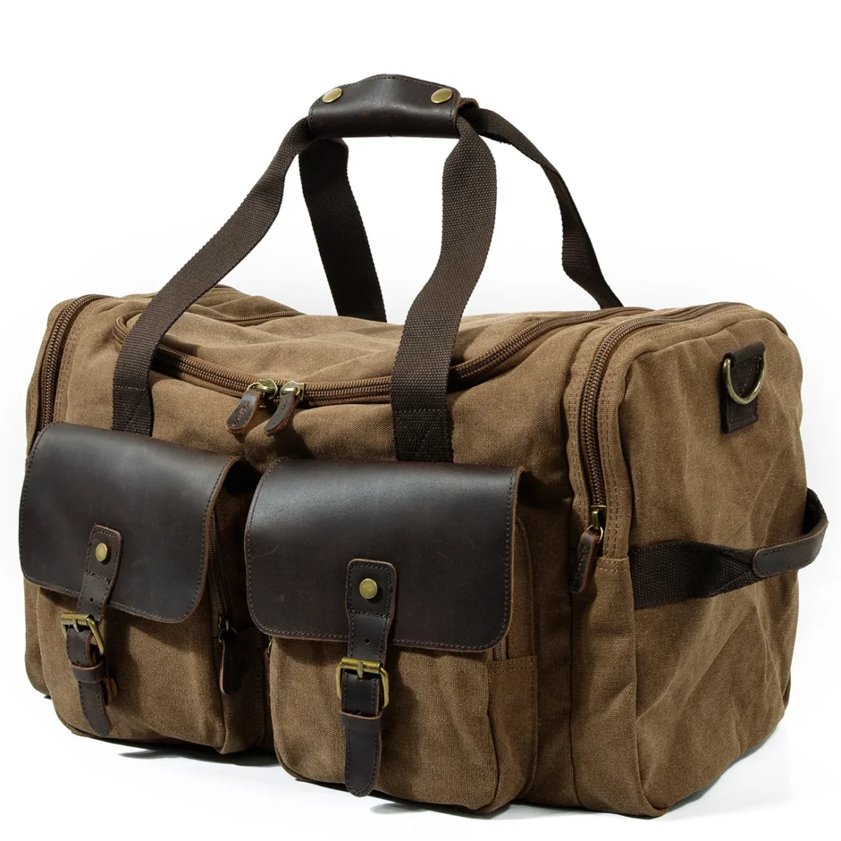 David - Herre duffelbag i kanvas i skinn - Image 5