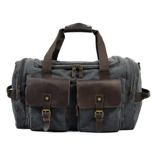 David - Herre duffelbag i kanvas i skinn