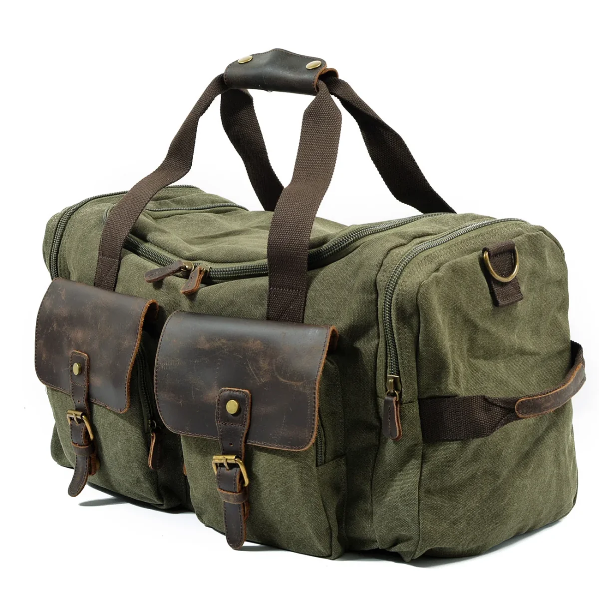 David - Herre duffelbag i kanvas i skinn - Image 4